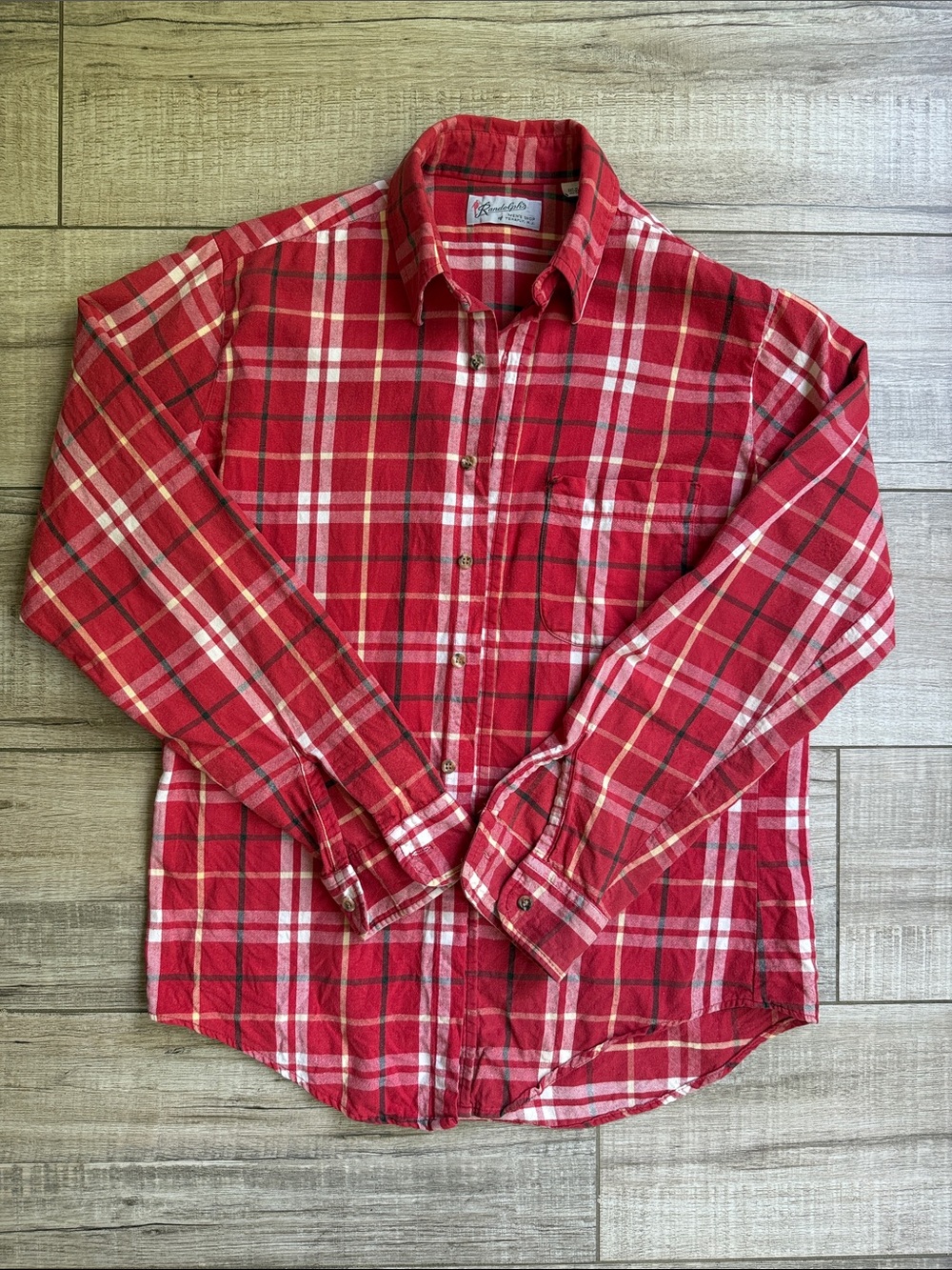 Made in USA Randolph's Men's Shop Vintage Plaid Flannel Red M